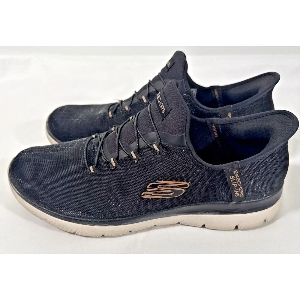 Skechers Slip-ins Ultra Flex 3.0 Womens 9.5 Black Rose Gold Sneakers 150128W